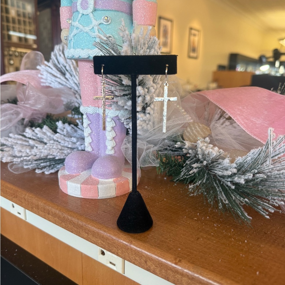 Sterling Silver Cross Dangle Earrings